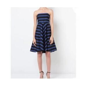 Halston Heritage Sz 14 Fit Flare Dress Black Strapless Cocktail Wedding Guest